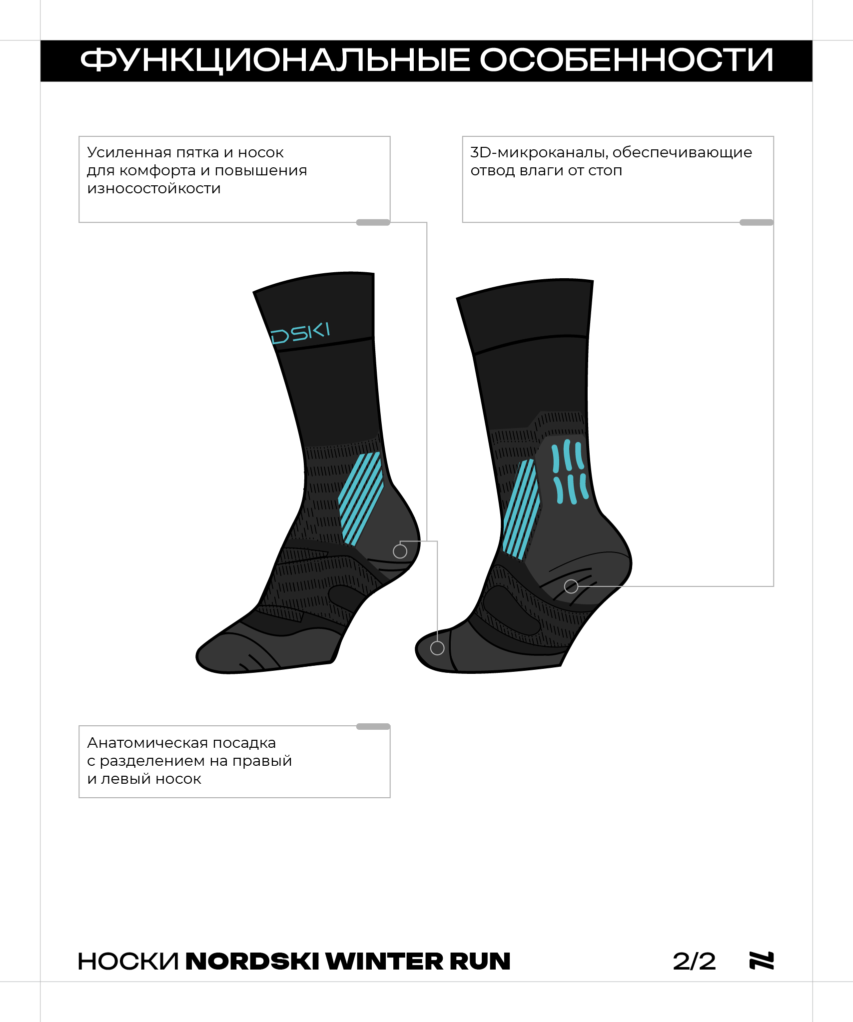 Носки Winter Run Black/Light Blue